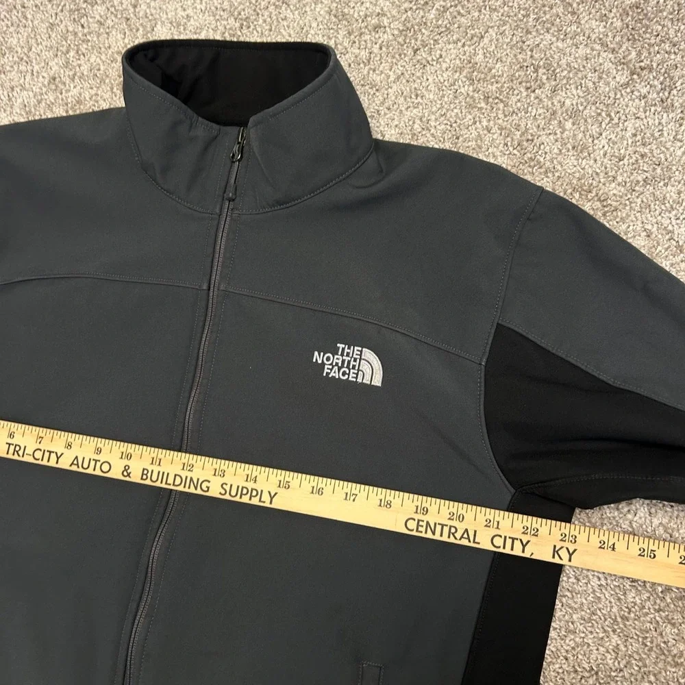 The North Face Men Large Black Gray Softshell Fleece Lined  Zip Jacket Gorpcore